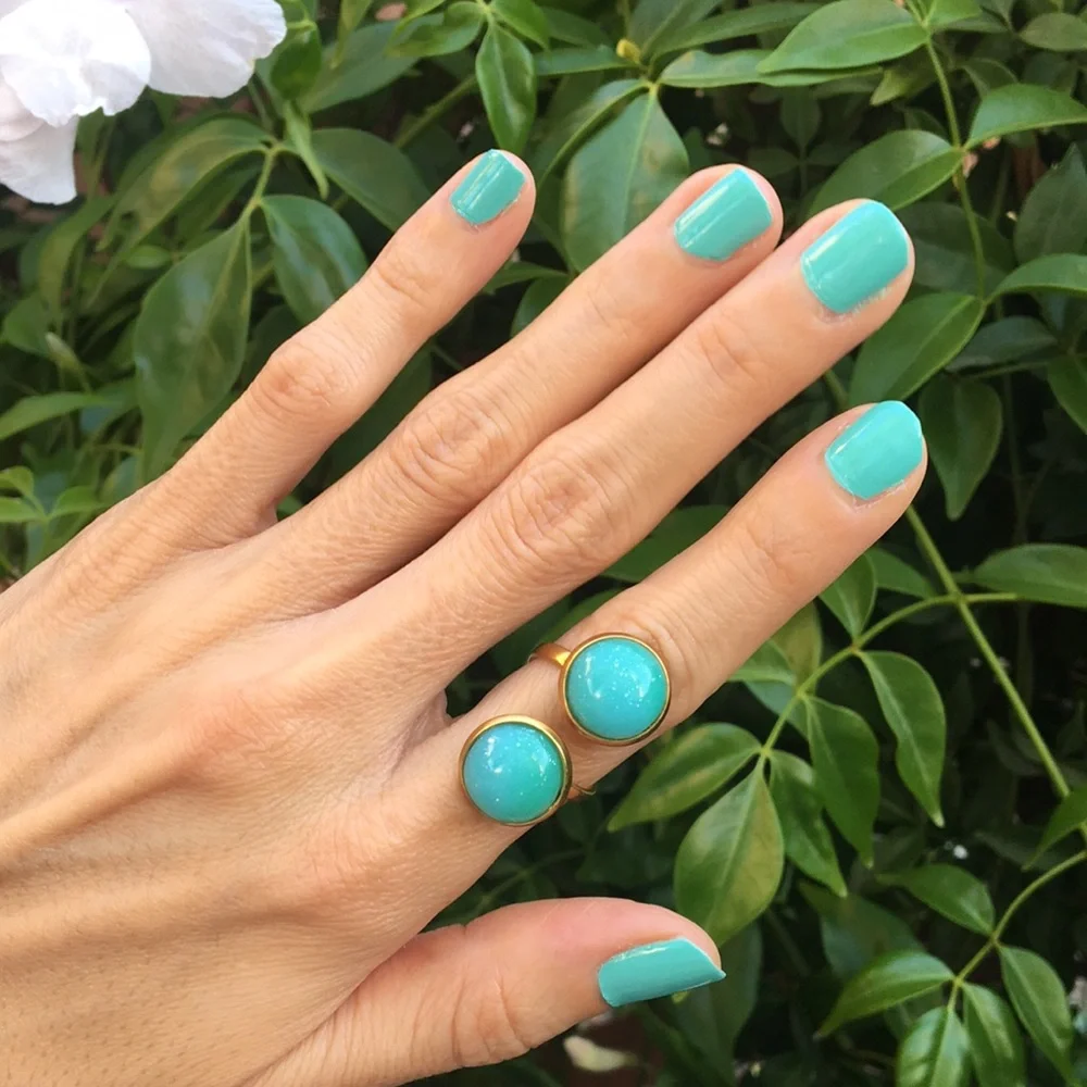 Turquoise + Gold Adjustable Boho Statement Ring
